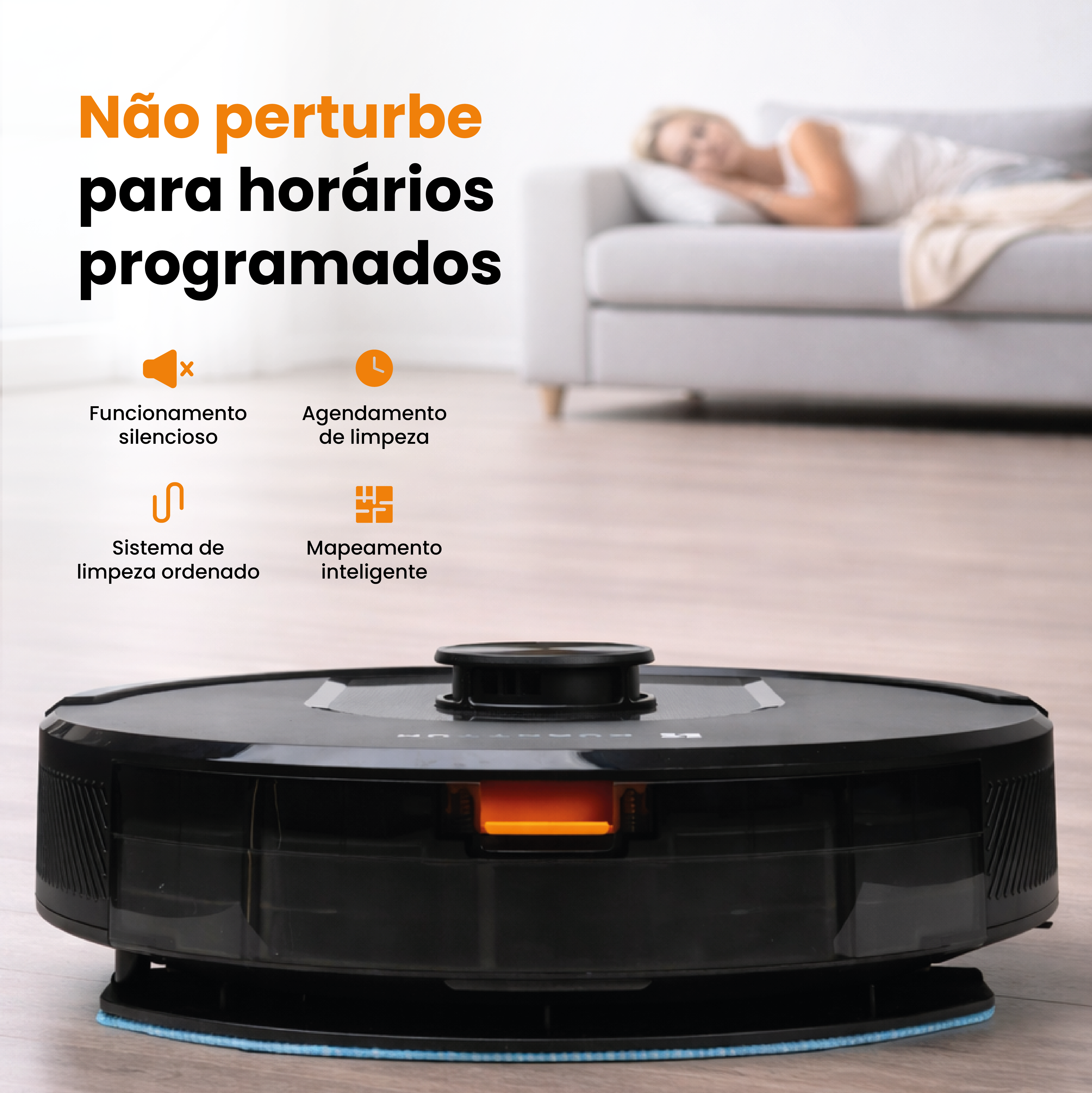 Robô Smart Wi-Fi Kuanttum X10 Preto 110V