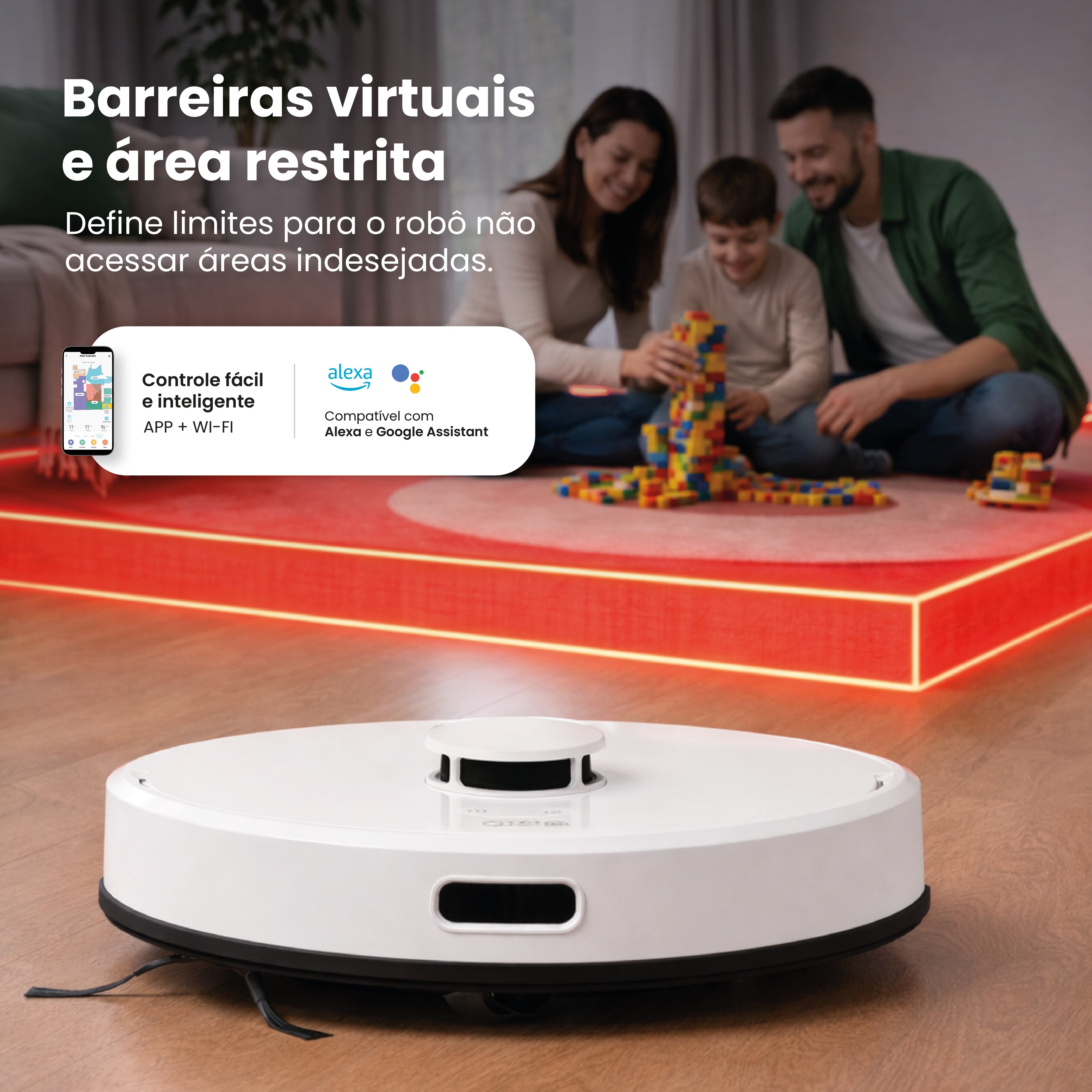 Robô Smart Wi-Fi Kuanttum X10 Branco 110V