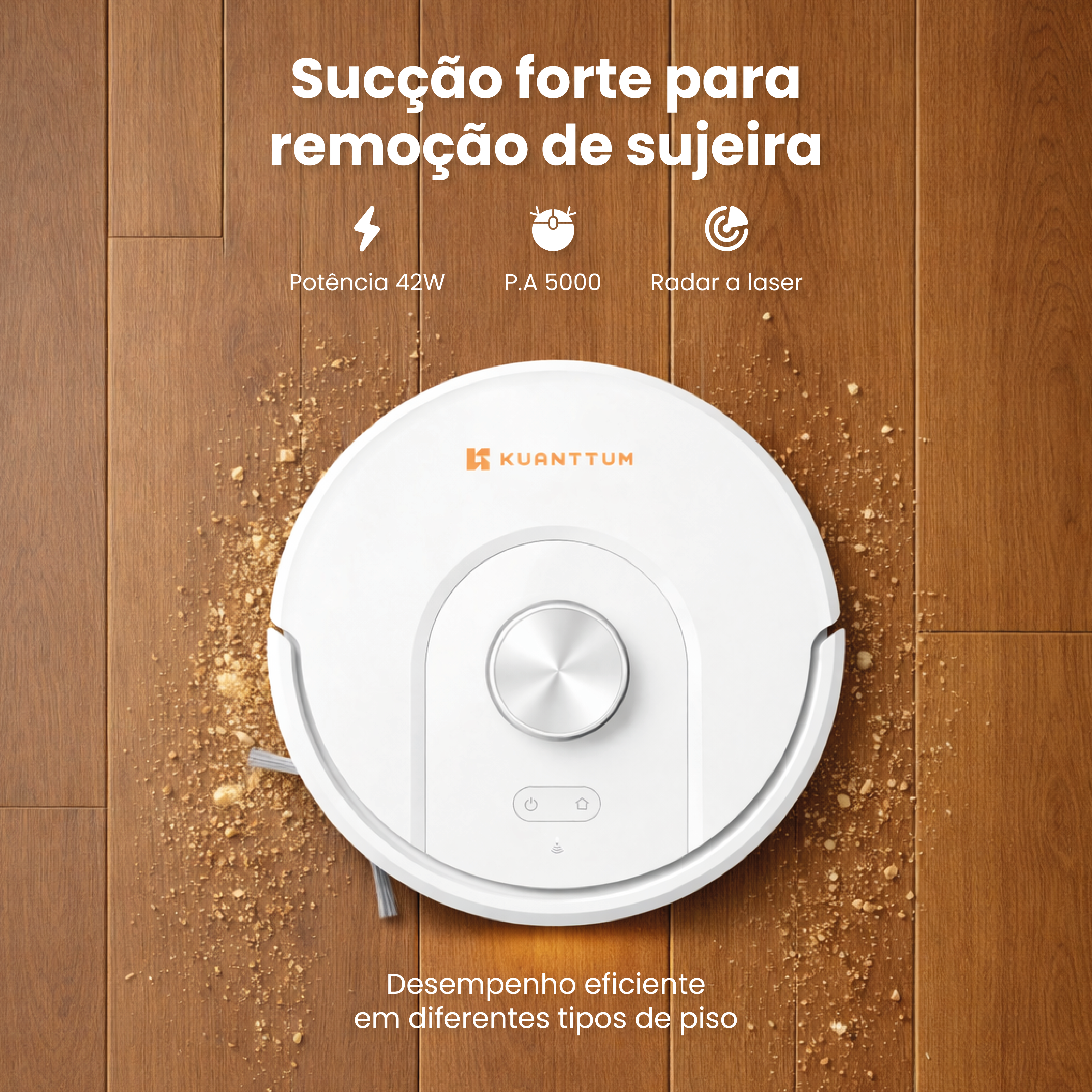 Robô Smart Wi-Fi Kuanttum S10 Branco 110V/220V