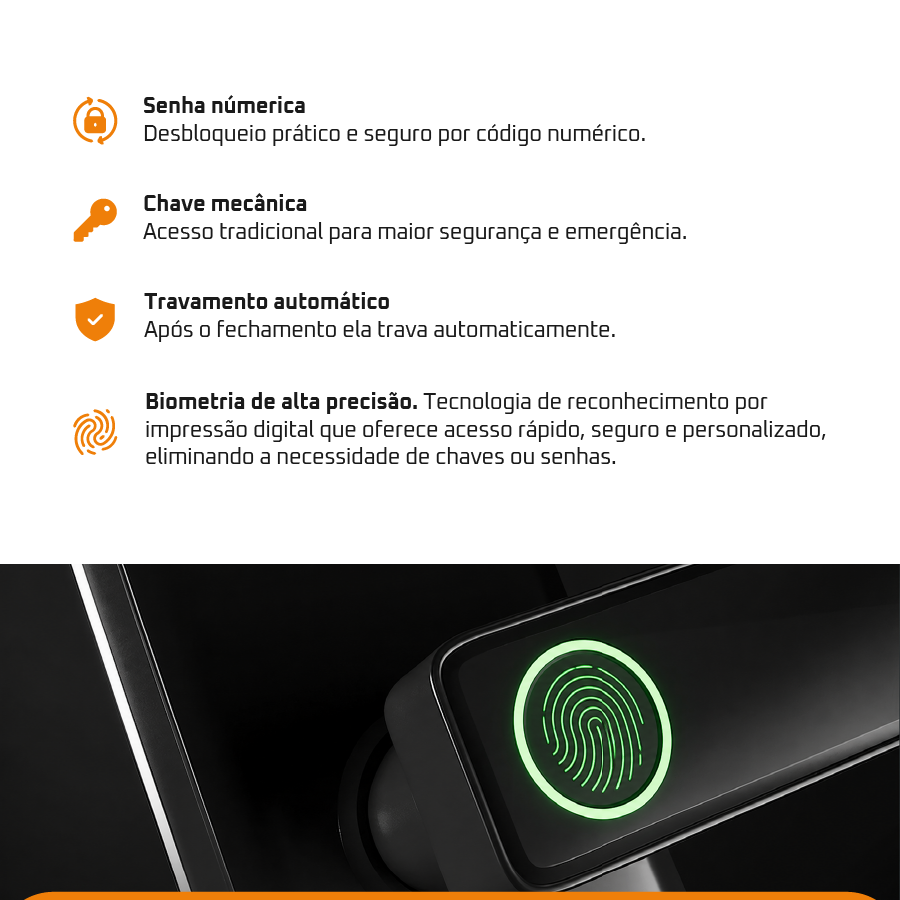 Fechadura Digital Biométrica Kuanttum Beta PRO