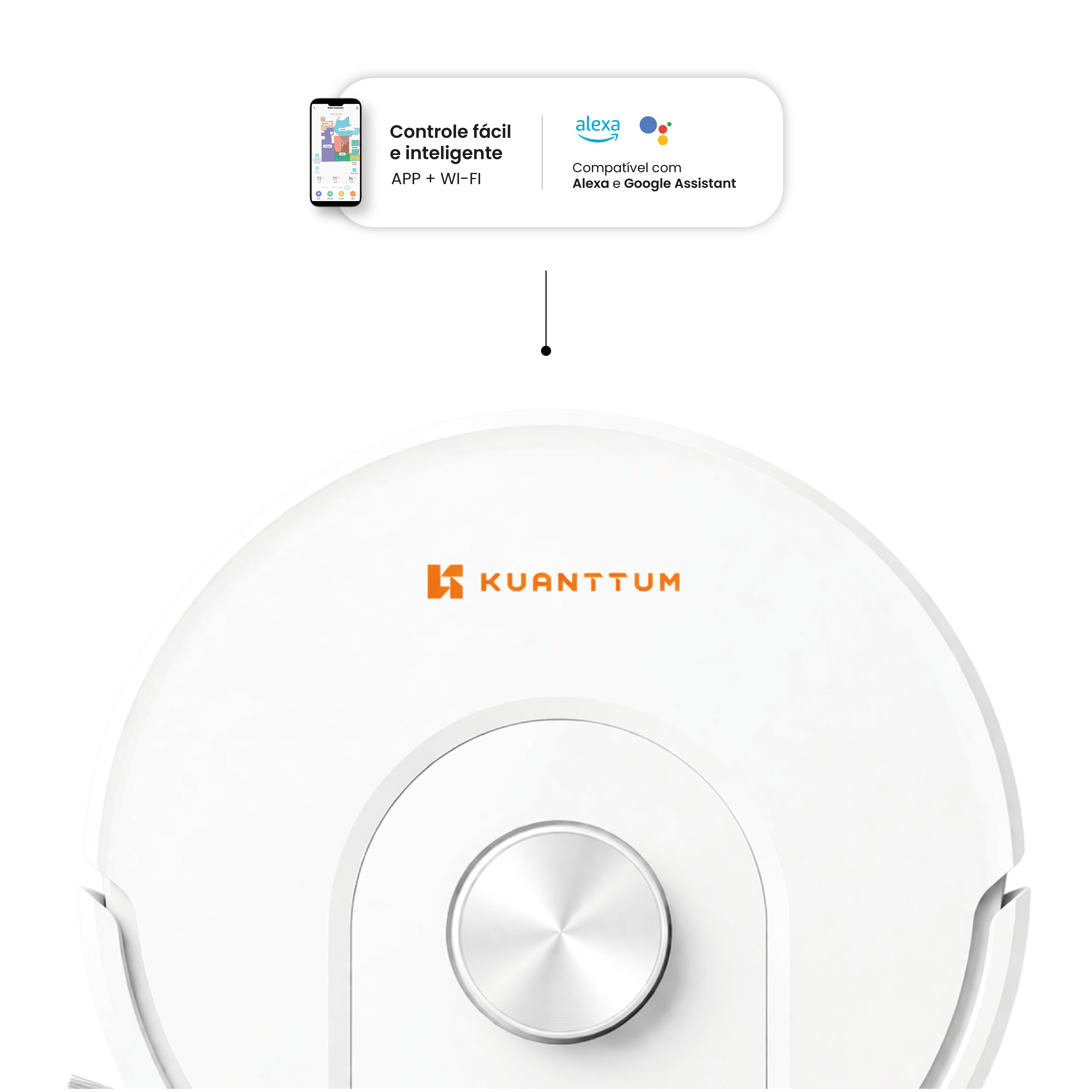 Robô Smart Wi-Fi Kuanttum X10 Branco 110V