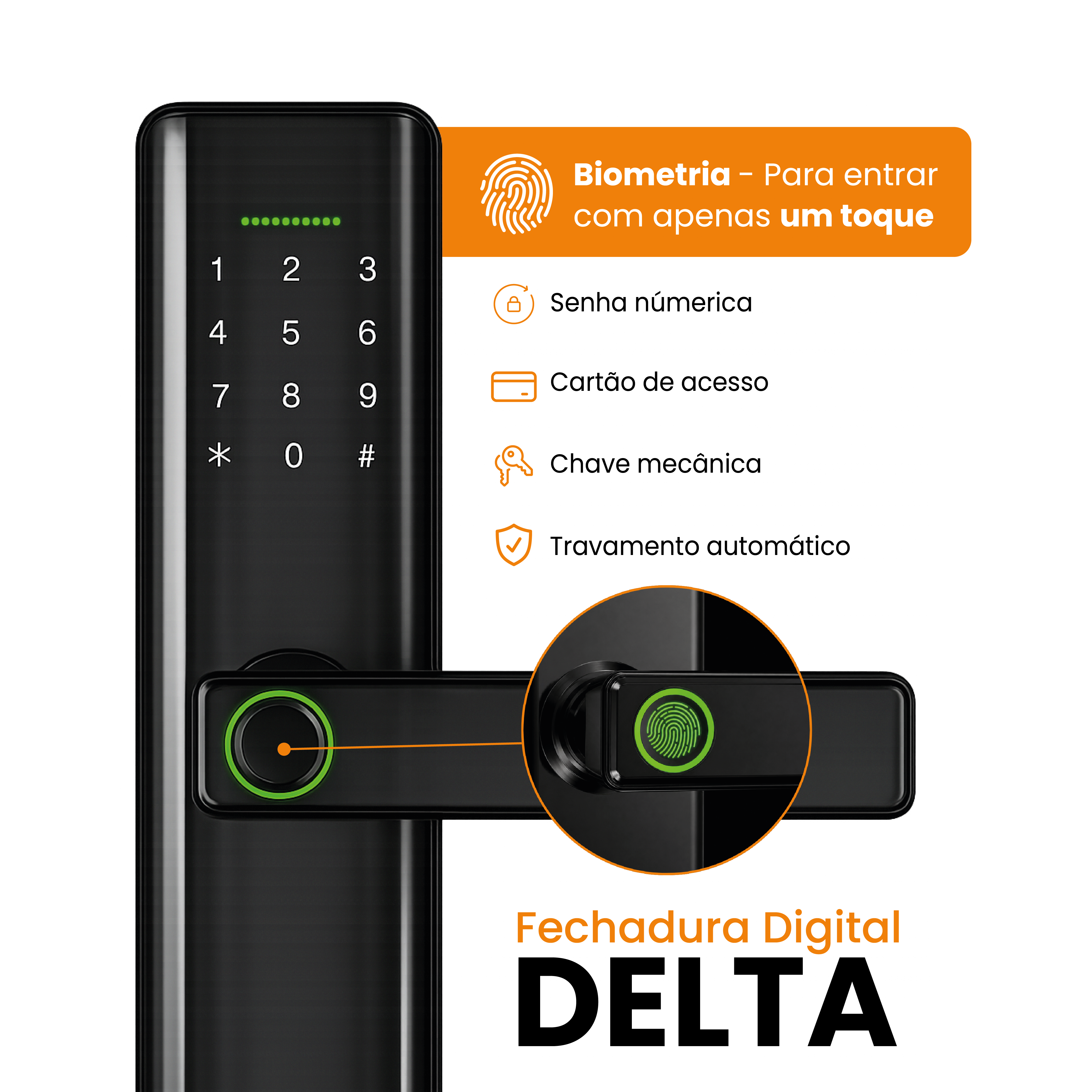 Fechadura Digital Biométrica Kuanttum Delta