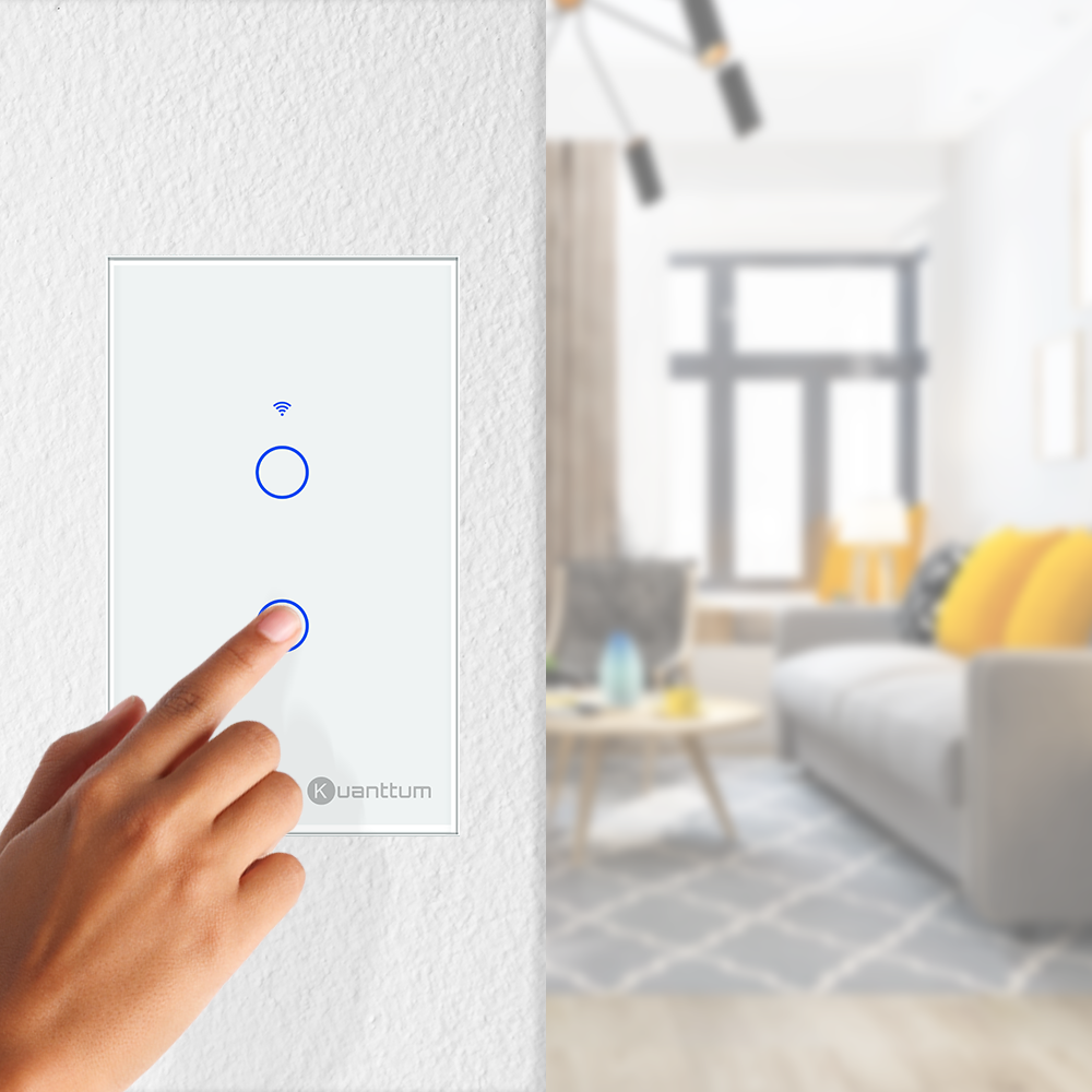 Interruptor Touch 2 Botões Wi-Fi Kuanttum TK1002B Branco