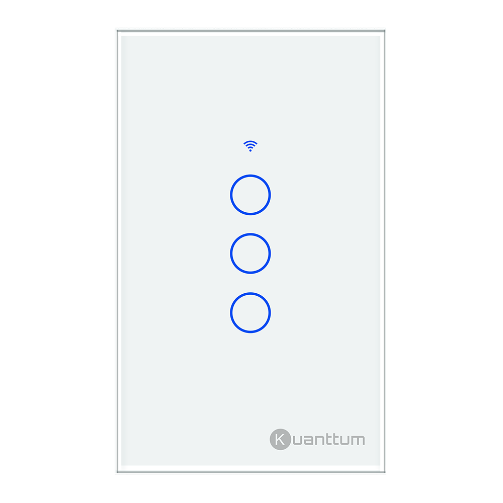 Interruptor Touch 3 Botões Wi-Fi Kuanttum TK1003B Branco