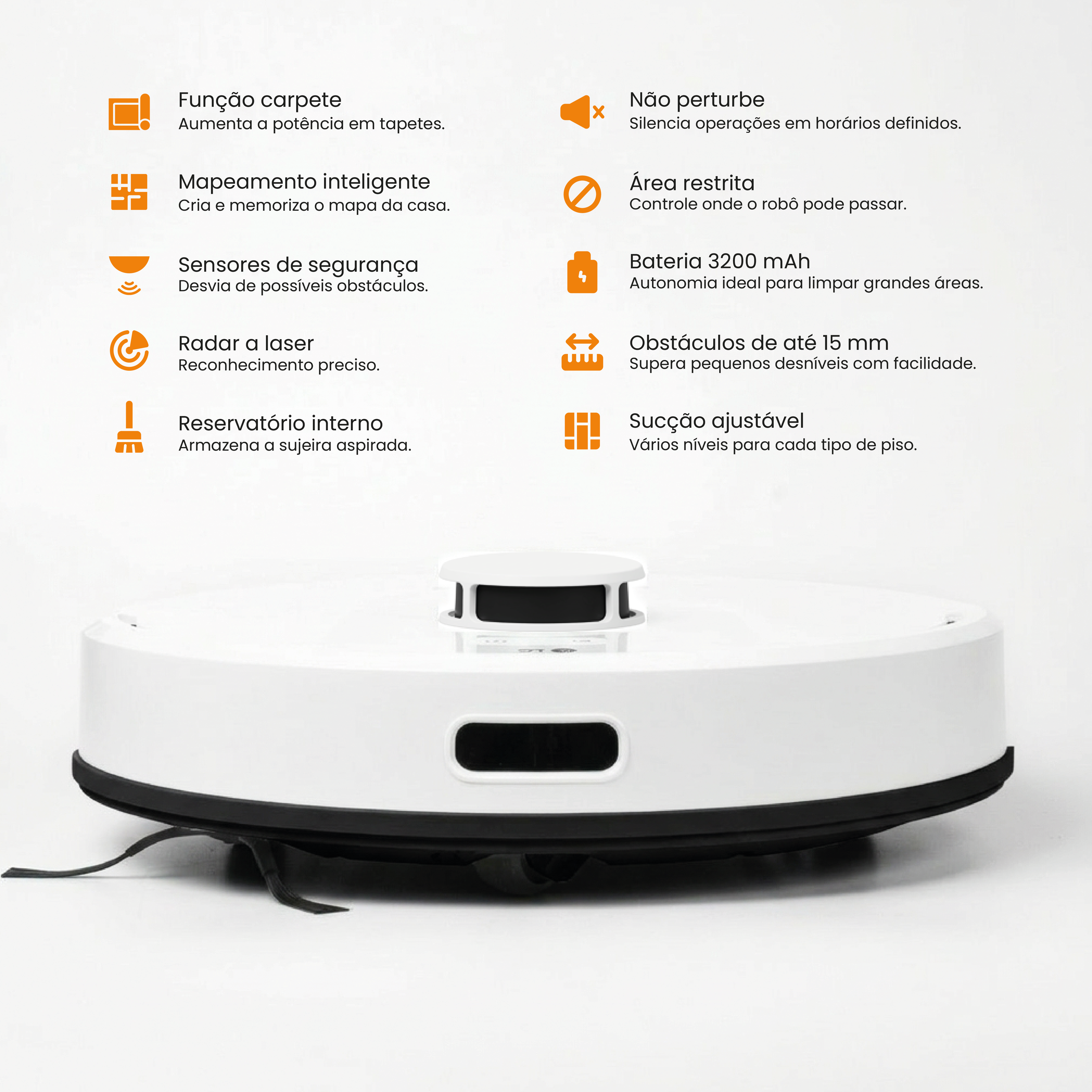 Robô Smart Wi-Fi Kuanttum X10 Branco 110V