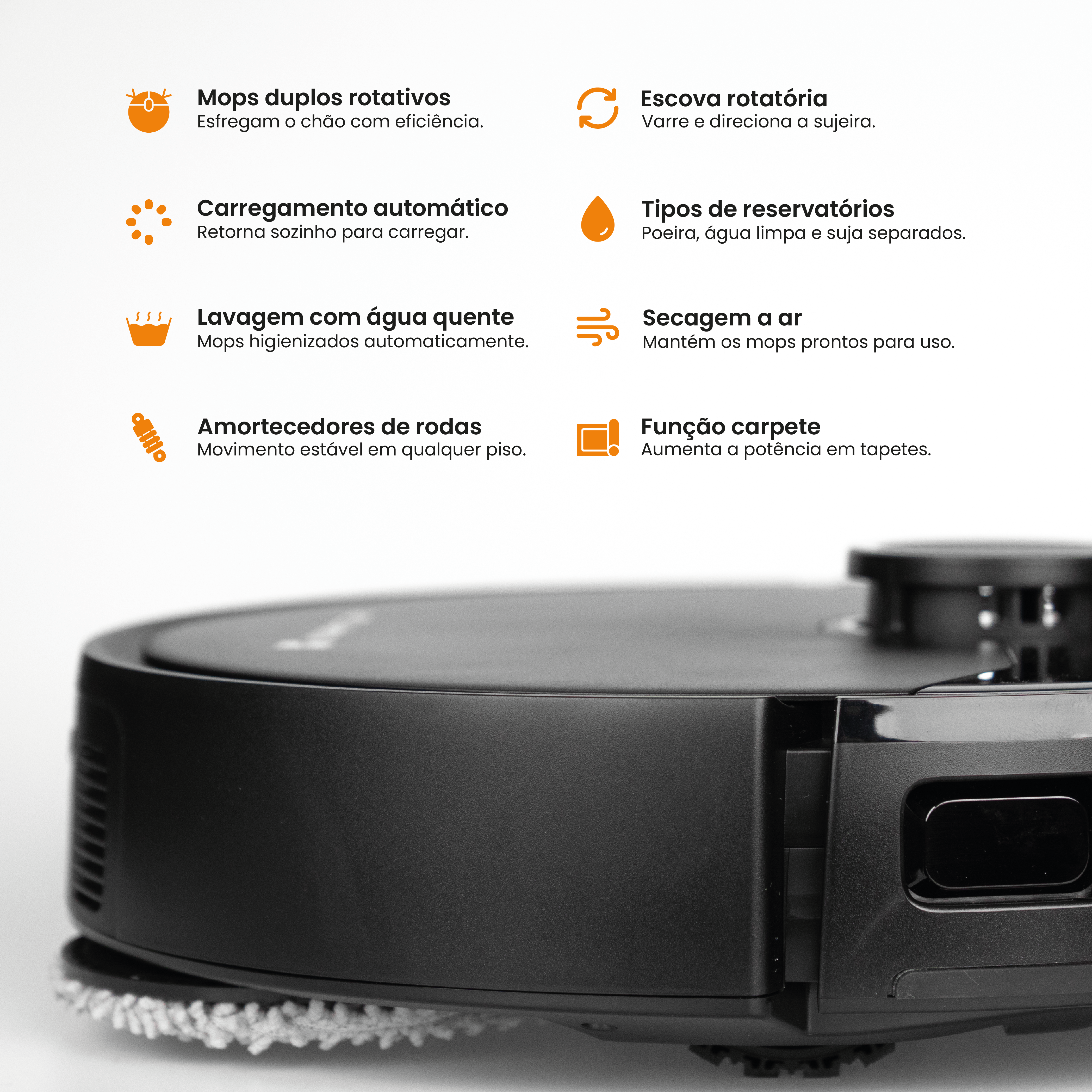 Robô Smart Wi-Fi Kuanttum X20 Preto 220V