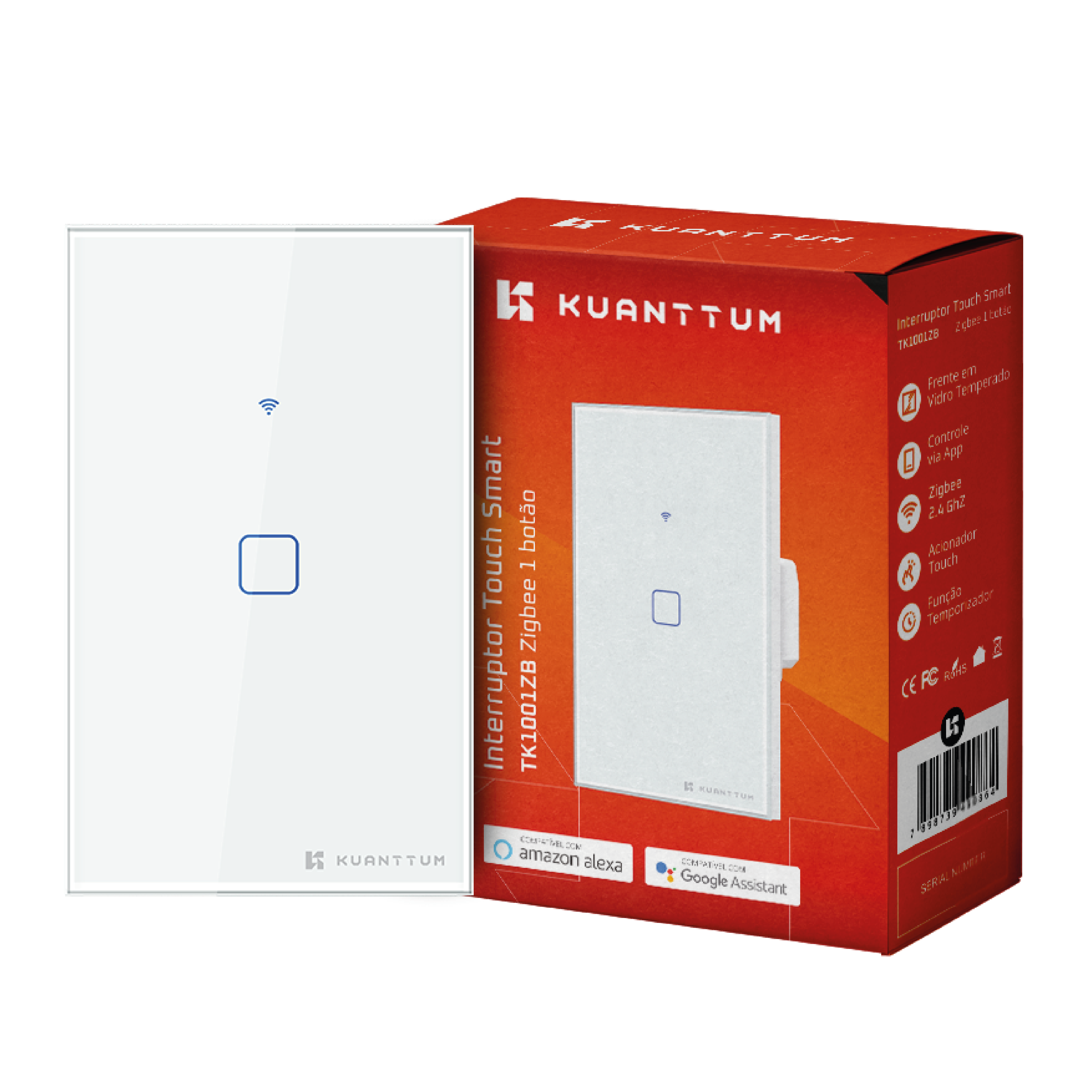 Interruptor Smart 1 Tecla Kuanttum Zigbee Branco