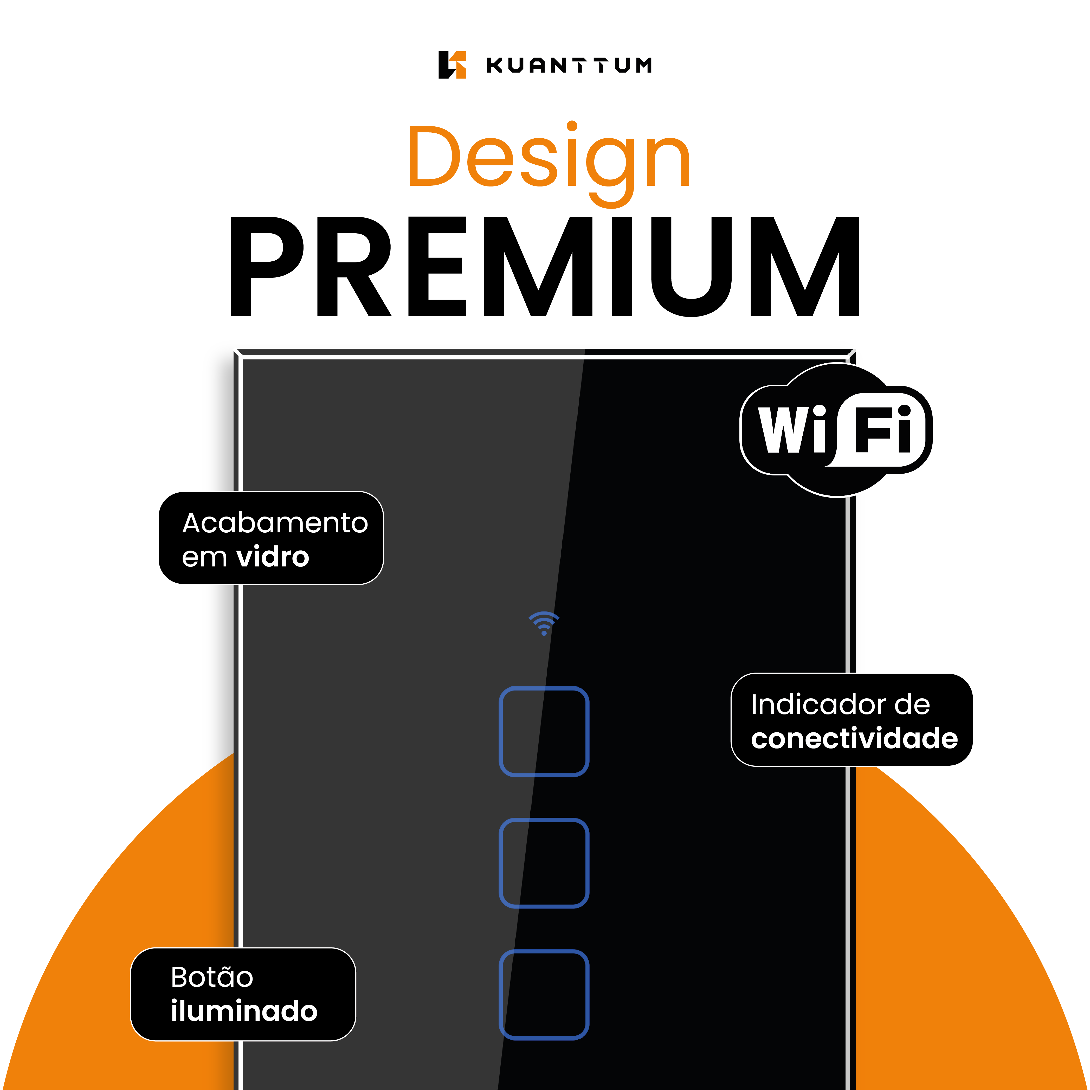 Interruptor Smart 3 Teclas Kuanttum Zigbee Preto