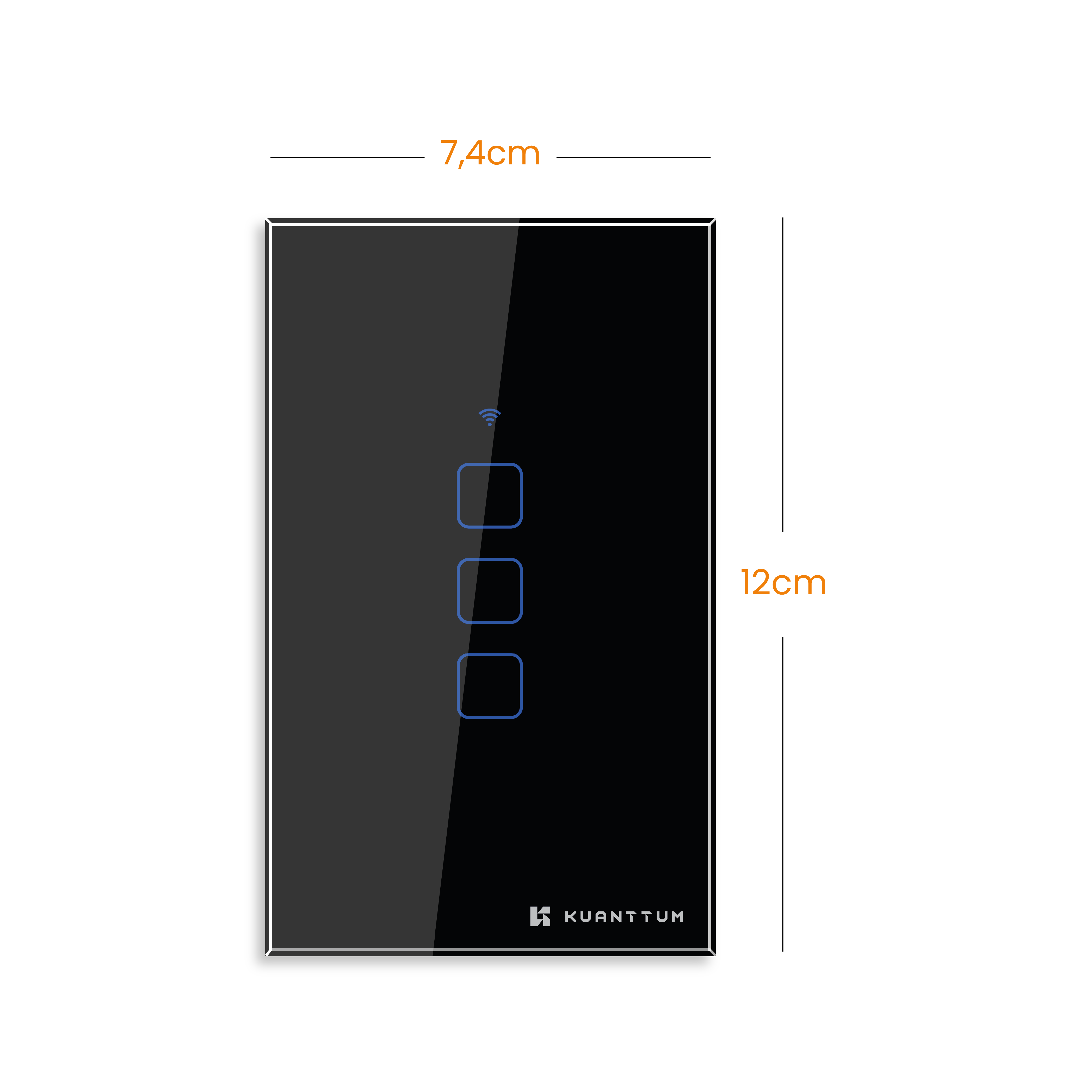 Interruptor Smart 3 Teclas Kuanttum Zigbee Preto