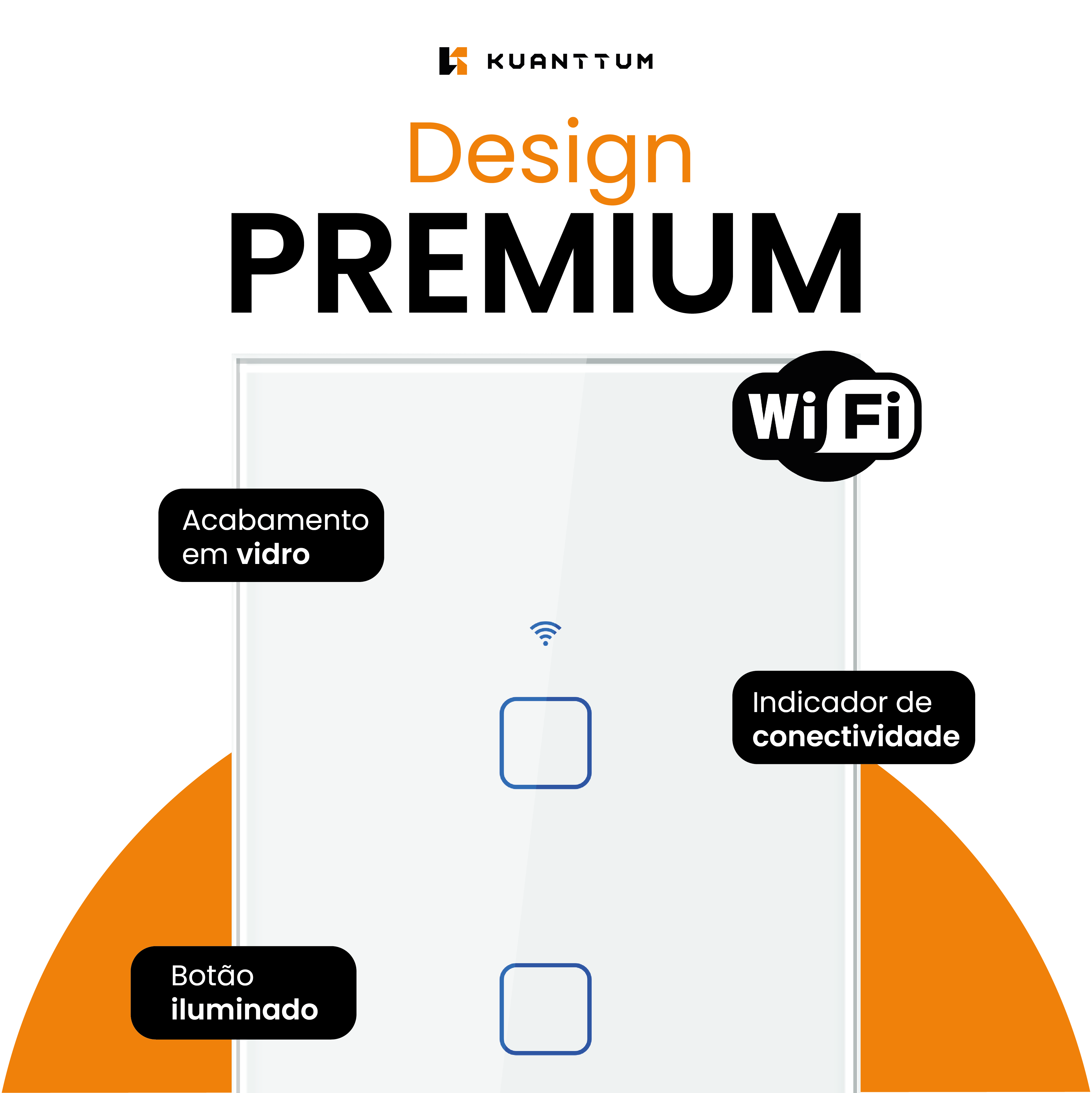 Interruptor Smart 2 Teclas Kuanttum Zigbee Branco