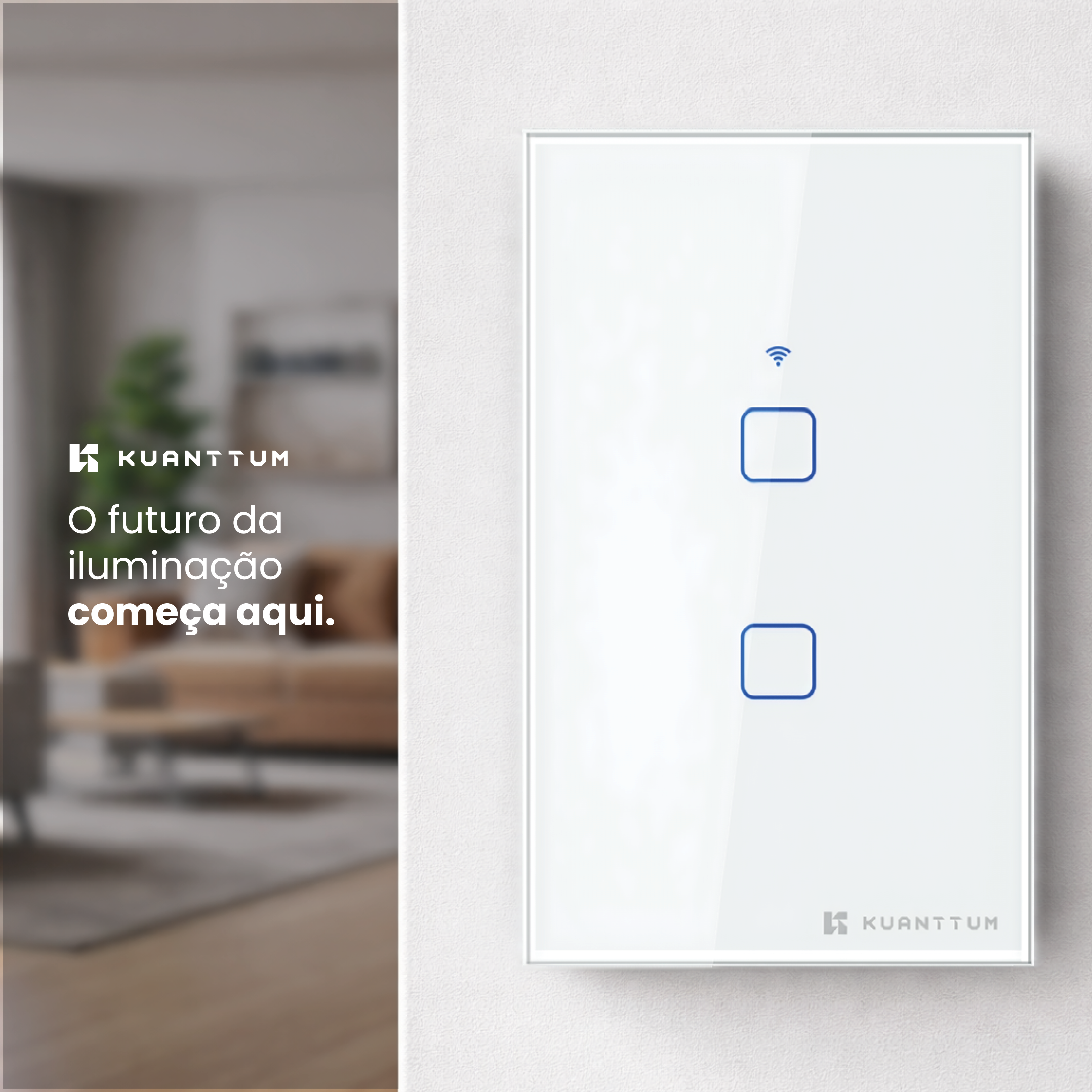 Interruptor Smart 2 Teclas Kuanttum Zigbee Branco