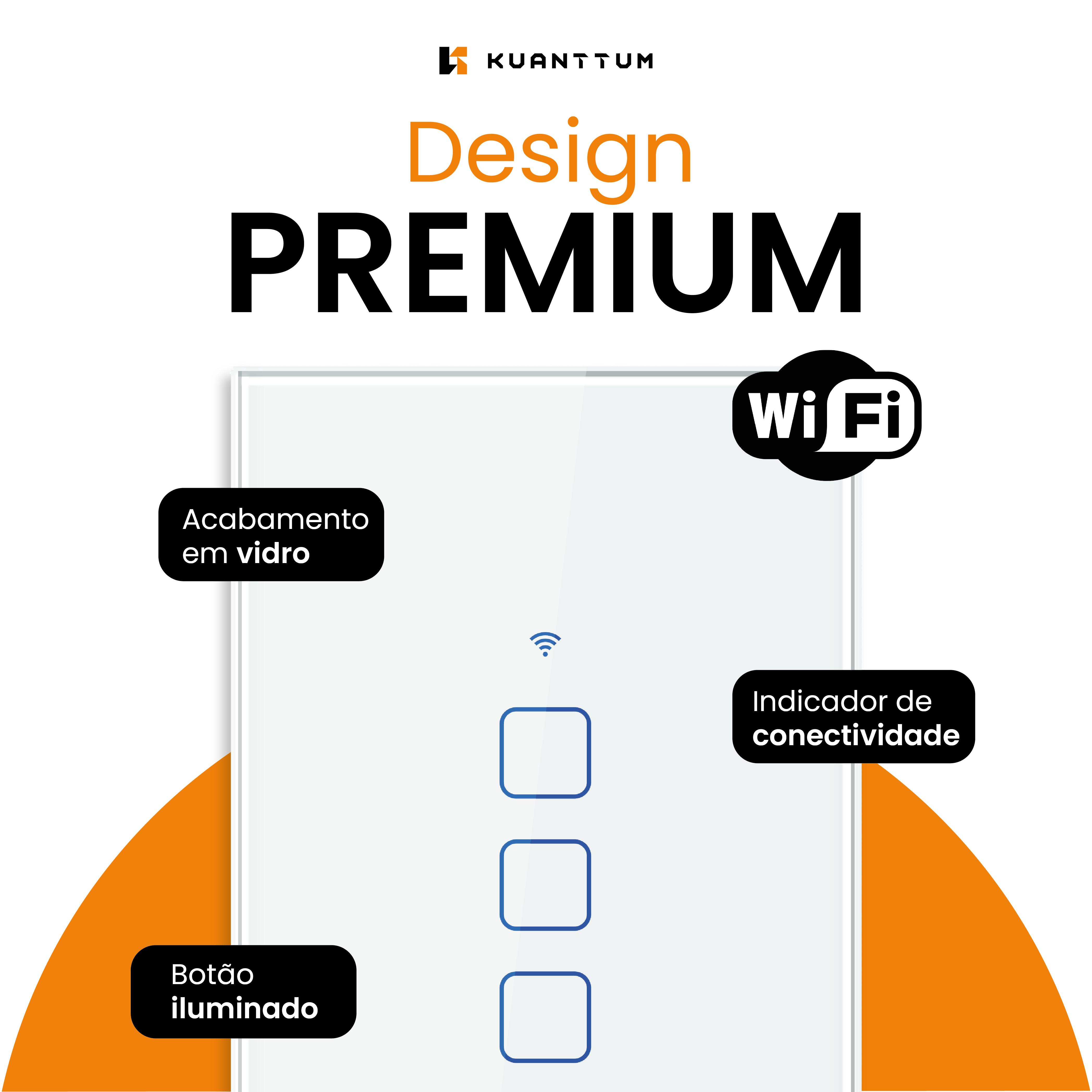 Interruptor Smart 3 Teclas Kuanttum Zigbee Branco