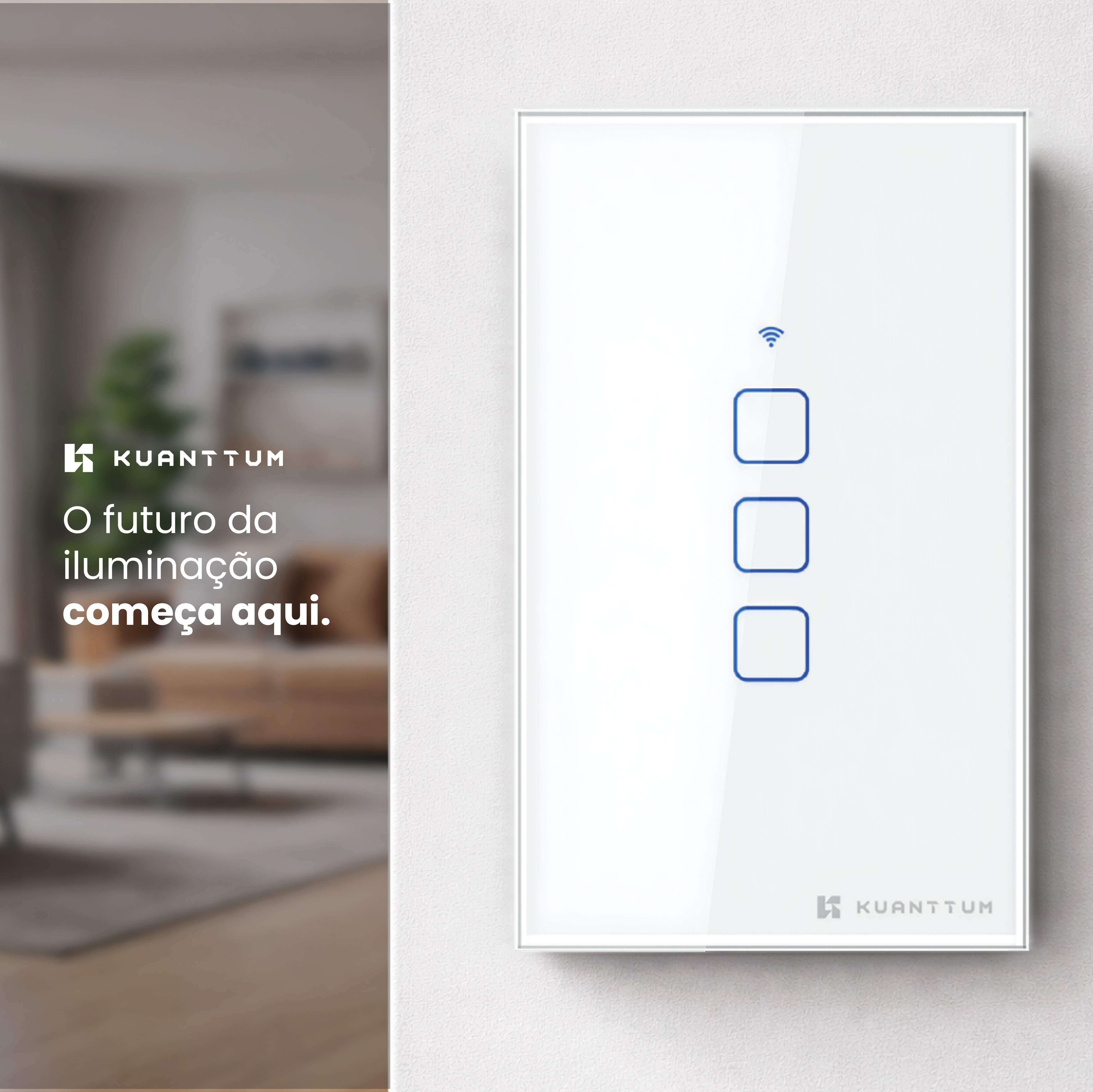 Interruptor Smart 3 Teclas Kuanttum Zigbee Branco