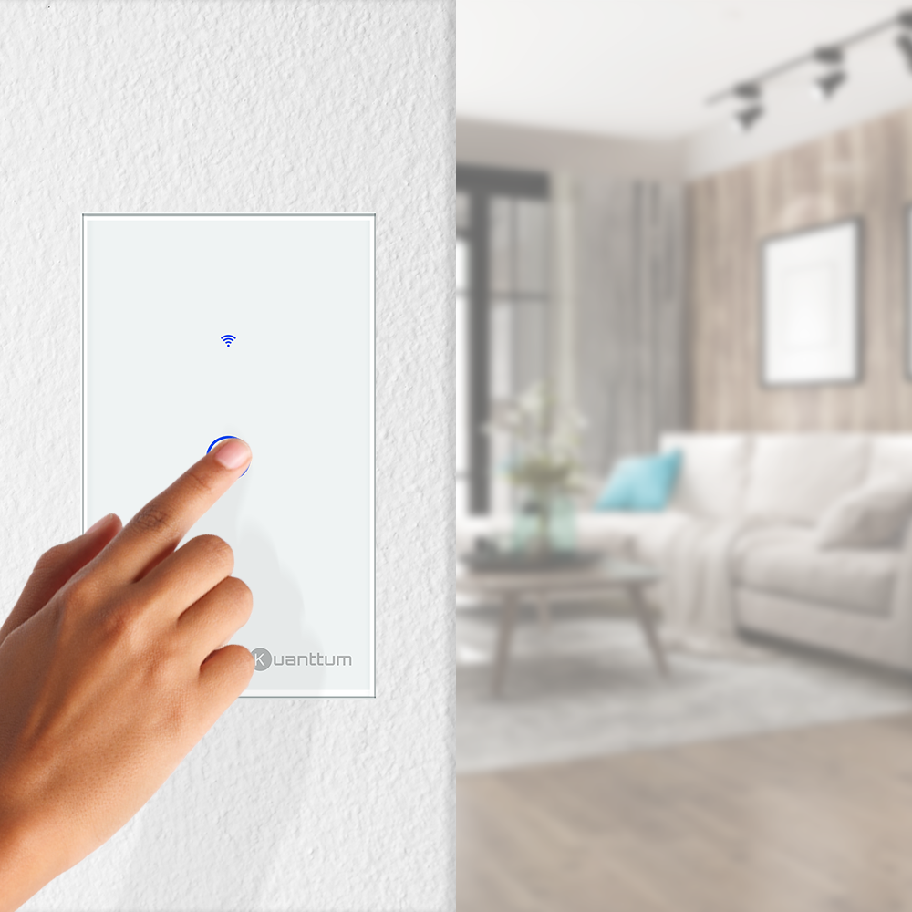 Interruptor Touch 1 Botão Wi-Fi Kuanttum TK1001 Branco