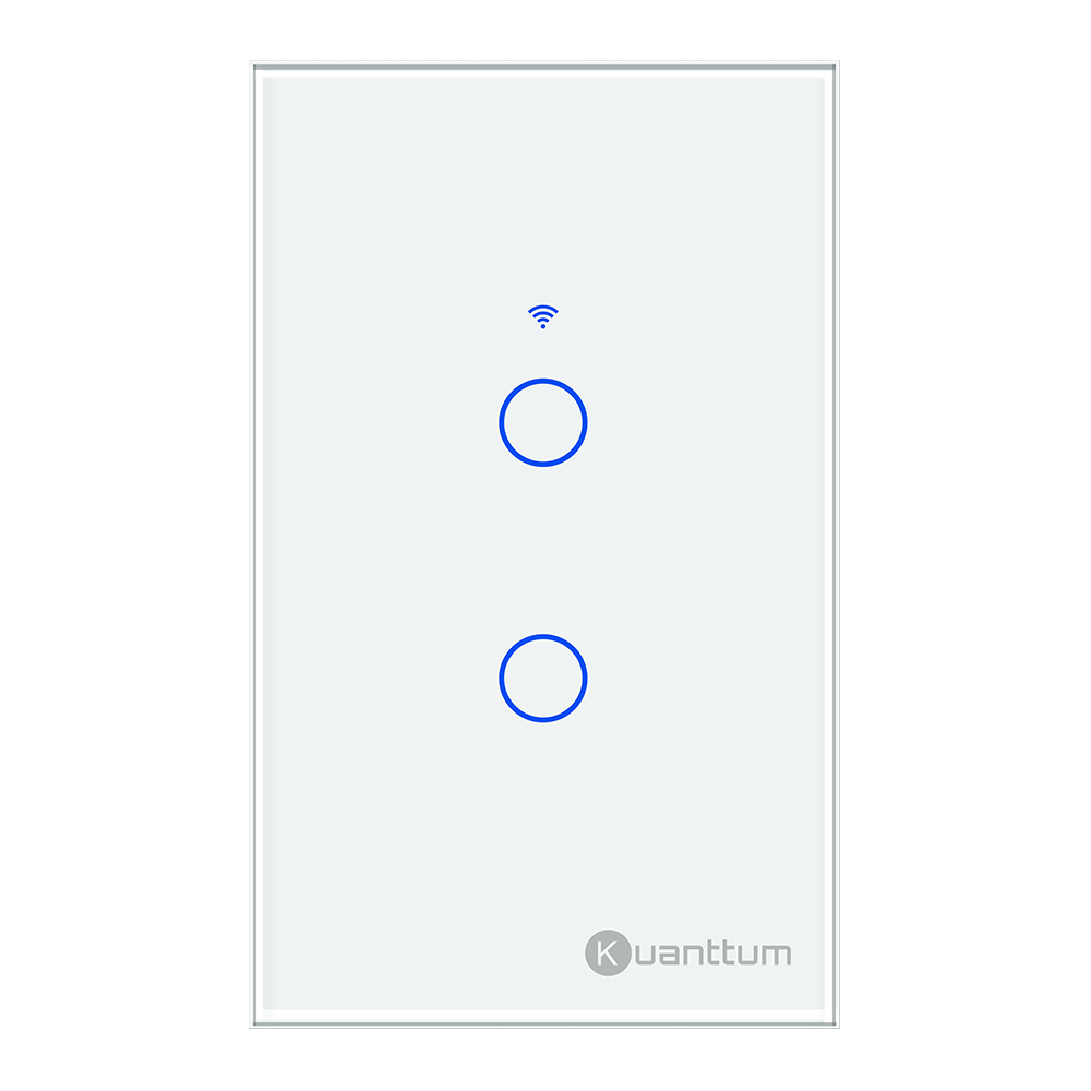 Interruptor Touch 2 Botões Wi-Fi Kuanttum TK1002B Branco
